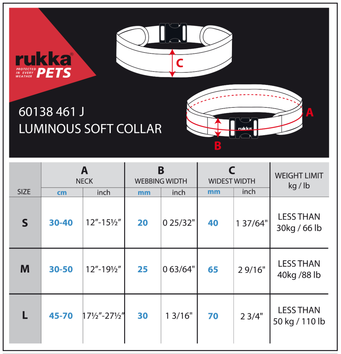 Rukka Pets Luminous soft collar